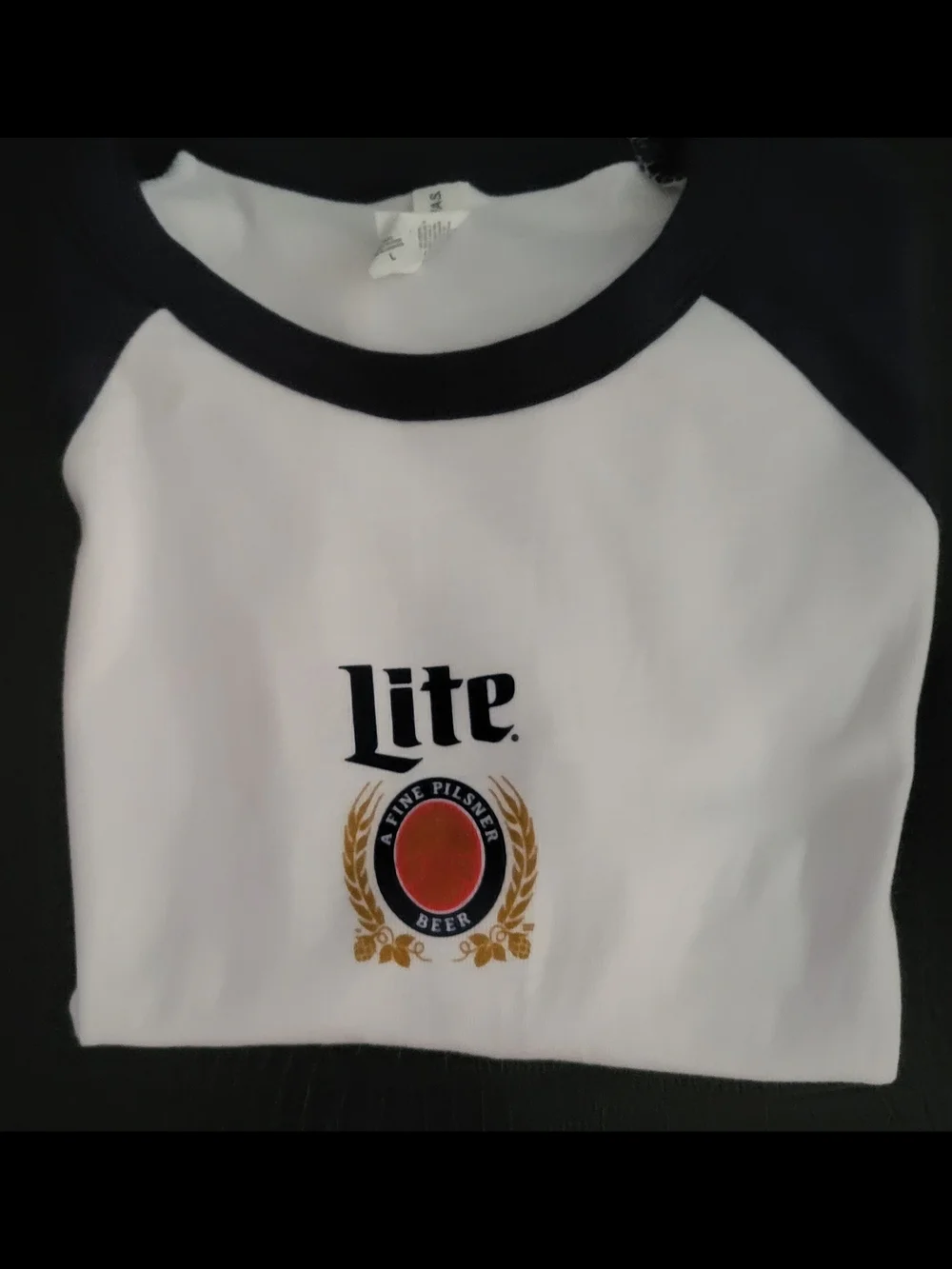 Raglan Kids Shirt - White with Blue Sleeves. 5 Available.